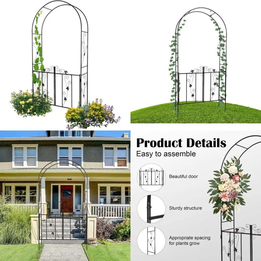 

Black Kinbor Outdoor Garden Archway with Climbing Plant Support and Entrance Gate