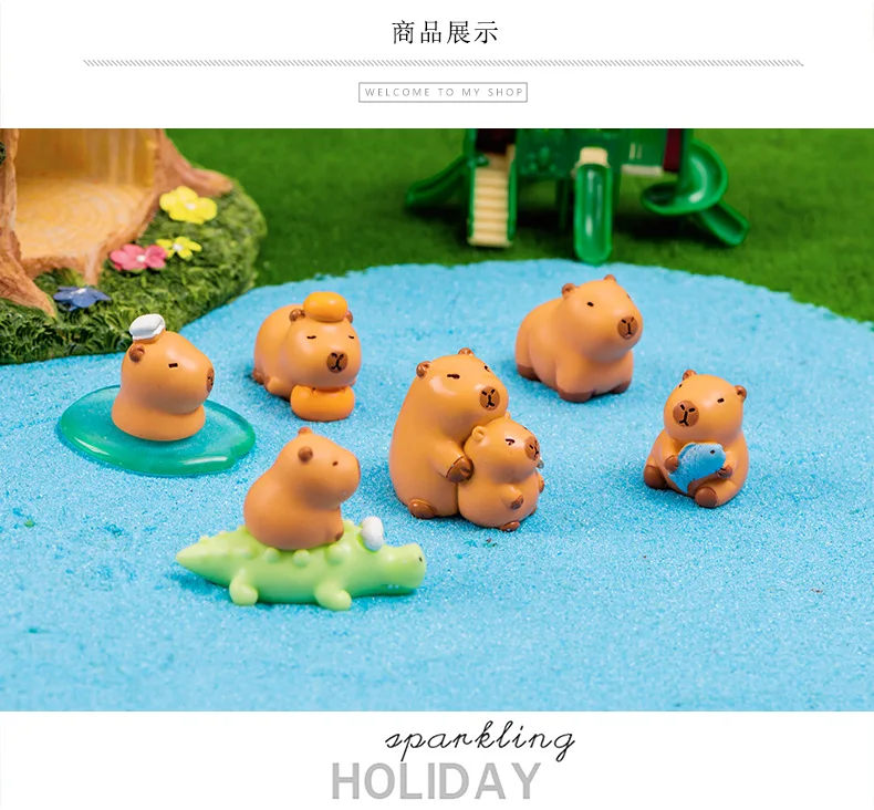 Micro paesaggio decorazione cartone animato carino Capibara Capibara figura mano resina decorazione giocattoli per bambini