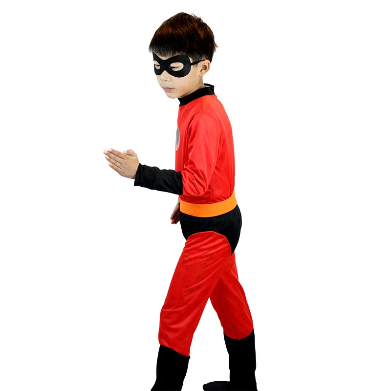 어린이 할로윈 애니메이션 의상 소녀 Mr Incredible 2 코스프레 코스튬 보이 슈퍼 히어로 팬시 원피스 업 어린이 빨간 점프수트 마스크 포함