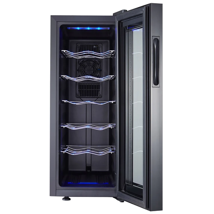 33L Quiet Cooling Wine Cabinet Small Wine Chiller 12 Bottle Capacity Freestanding Wine Fridge