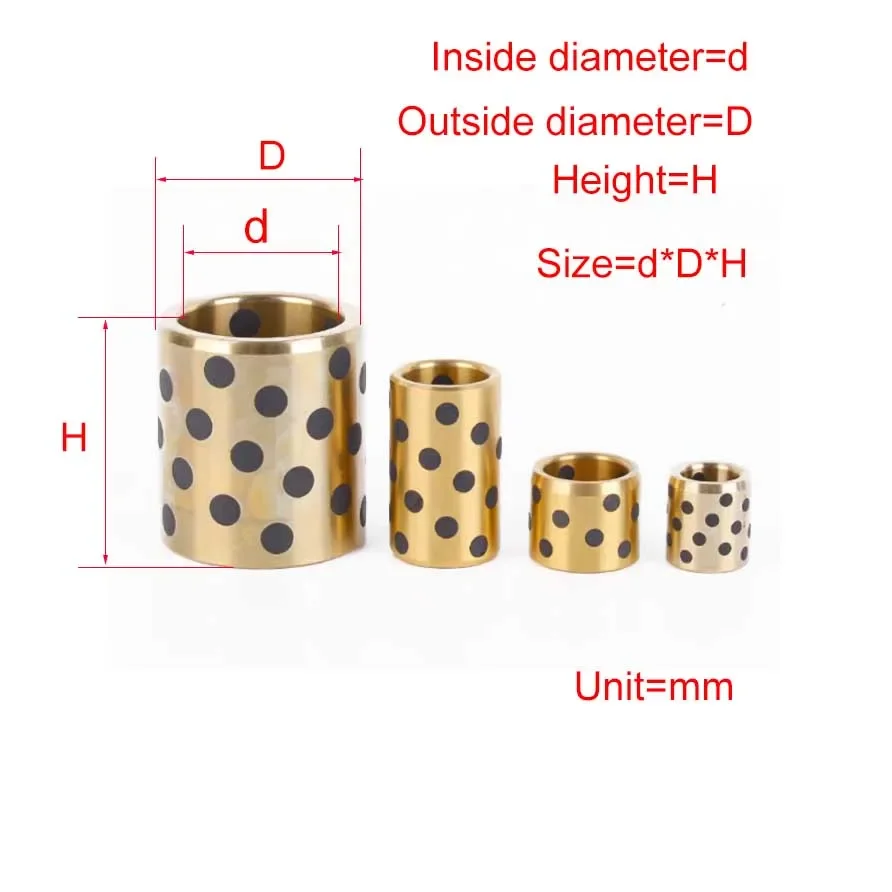 Graphite Copper Sleeve Wear-Resistant Liner, Self-Lubricating Bearing, Oil-Free Inner Diameter 4  -20high-Strength Brass