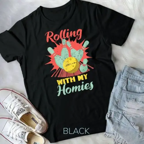 Rolling With My Homies Bowling Vintage Funny Retro Bowlers Unisex T-shirt