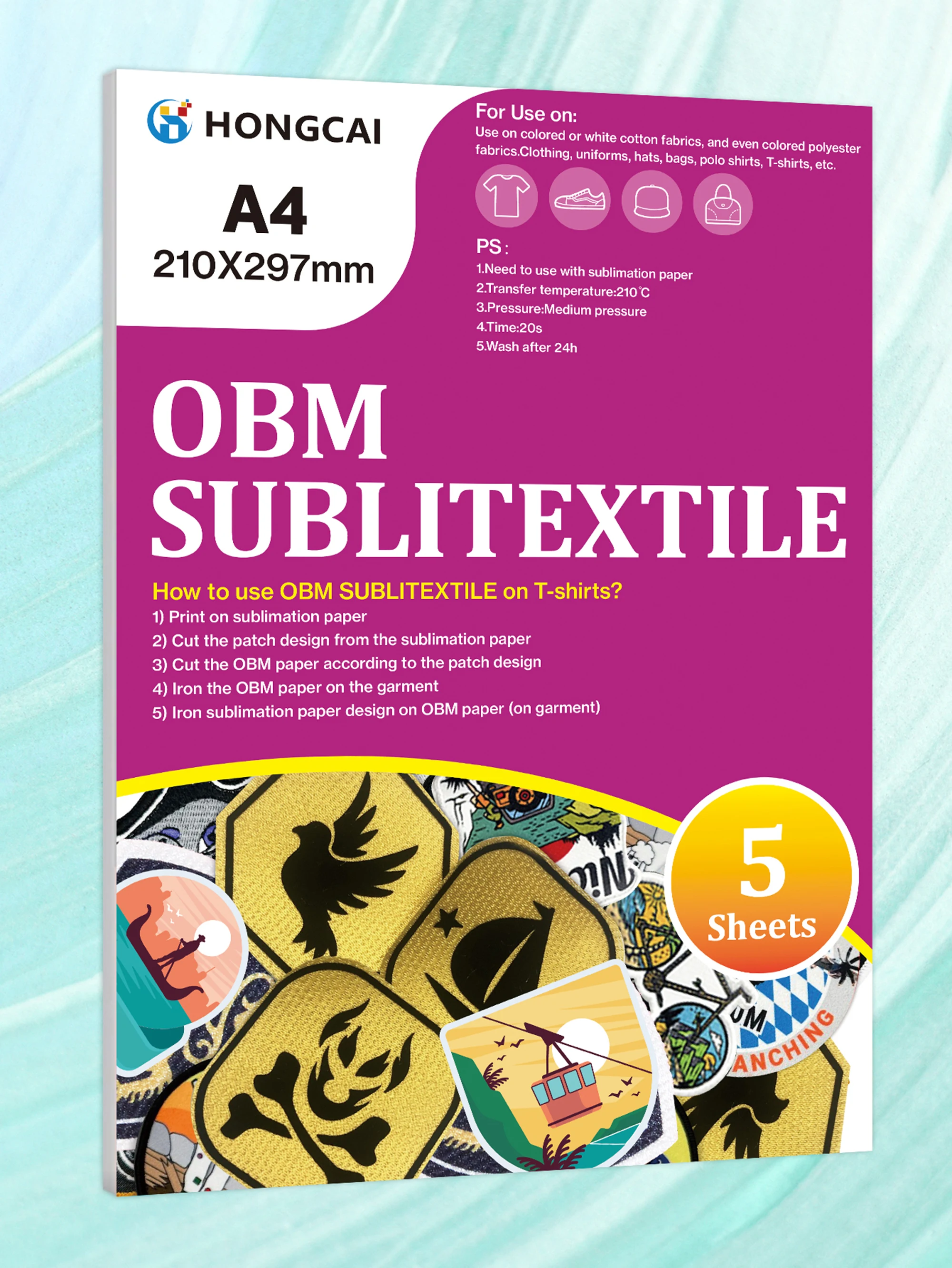 

5 Pieces/Pack Elastic Sublimation Transfer Paper, A4 Size Cotton Polyester Short Staple OBM Sublimation Transfer