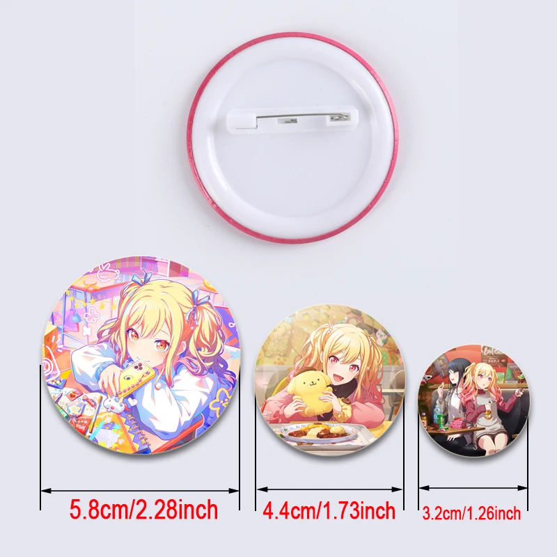 44/58mm Tenma Saki Cartoon Figure Badge Cosplay Singer Anime Brooches Handmade Cute Enamel Pins for Clothes Jewelry Bag Gifts