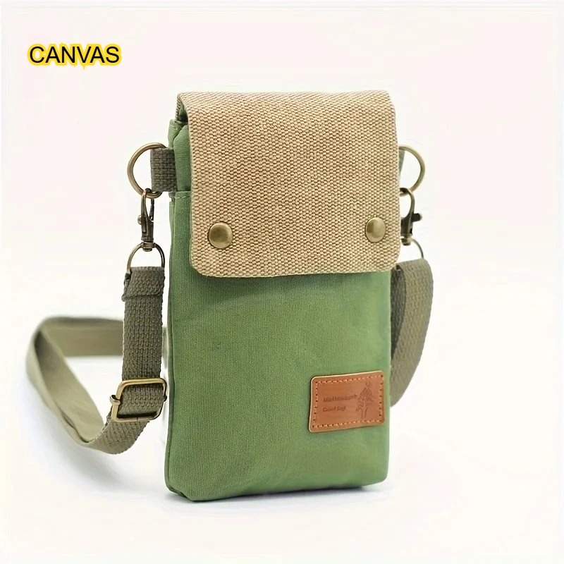 

Simple Canvas Crossbody Storage Bag 3 Layer Portable Daily Organizer Bag Lightweight Shoulder Coin Purse for Women