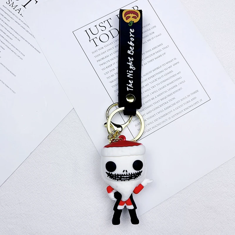 Nightmare Before Christmas Keychain Jack Sally Anime Figures PVC Key Chain Backpack Decorations Car Keyring Pendant Adult Gifts