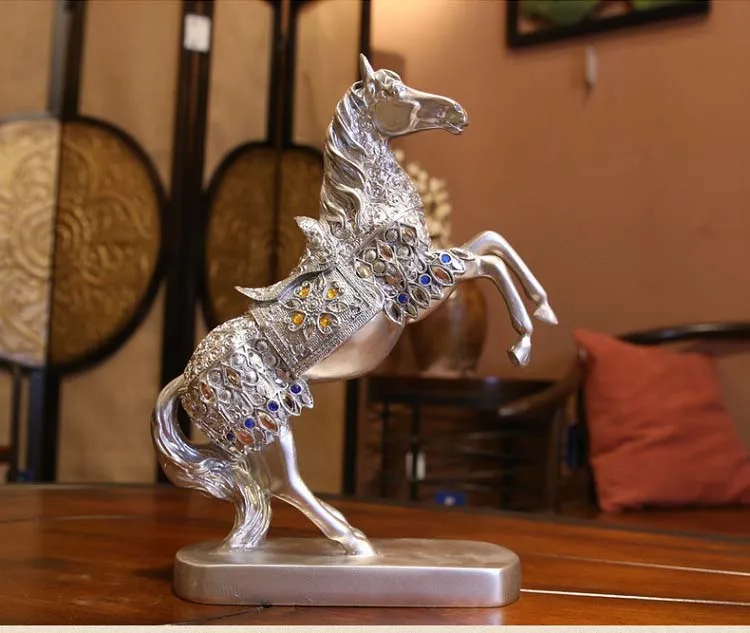 best national business GIFT -HOME office TOP decoration ART efficacious Mascot silver Success horse FENG SHUI Sculpture