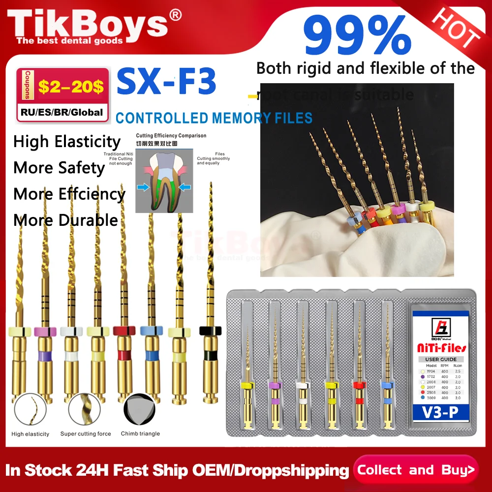 

Dental Endo File SX-F3 Root Canal 04Taper Endodontic F5Files Heat Activated Rotary Needle Flexible Dentist Instruments 25mm/31mm