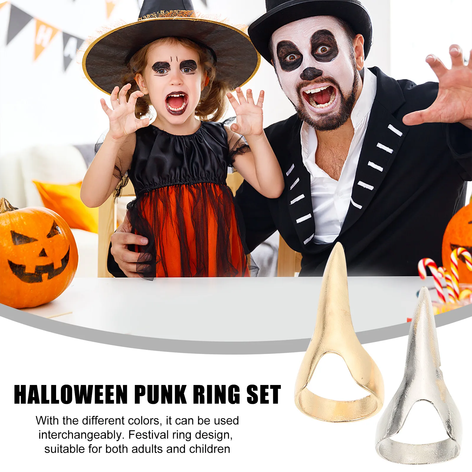 8Pcs Halloween Party Rings Alloy Festival Finger Rings for Adults Resistant Rust Proof Non Fading Lightweight Stylish