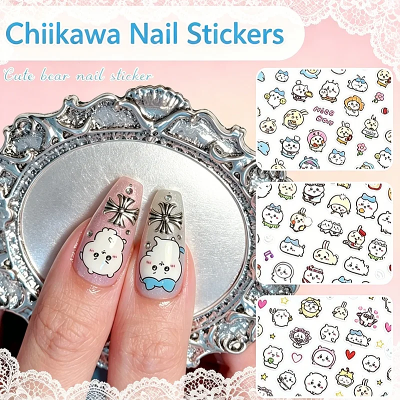 3D Chiikawa Nagelaufkleber Wasserfest Selbstklebende Cartoon-Nagelsticker für DIY-Maniküre, Handyhülle, Kawaii Anime Geschenk für Teenager