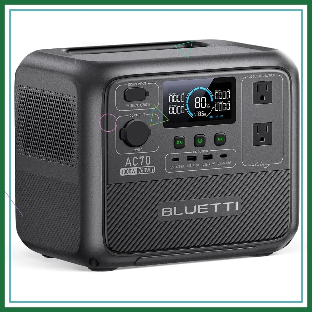 768Wh Tragbare Powerstation, 2000W Leistung, Solargenerator für Roadtrips & Notfälle