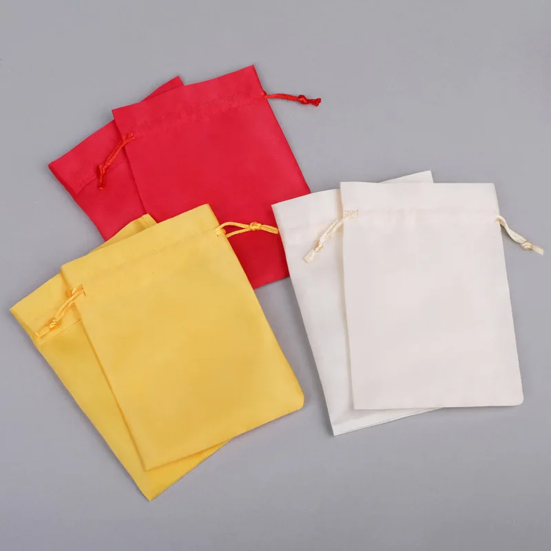 100pcs/Lot 10*14cm Satin Cloth Drawstring Bags Wedding Jewelry Cosmetic Cute Cellphone Storage Pouches Dustproof Sachet