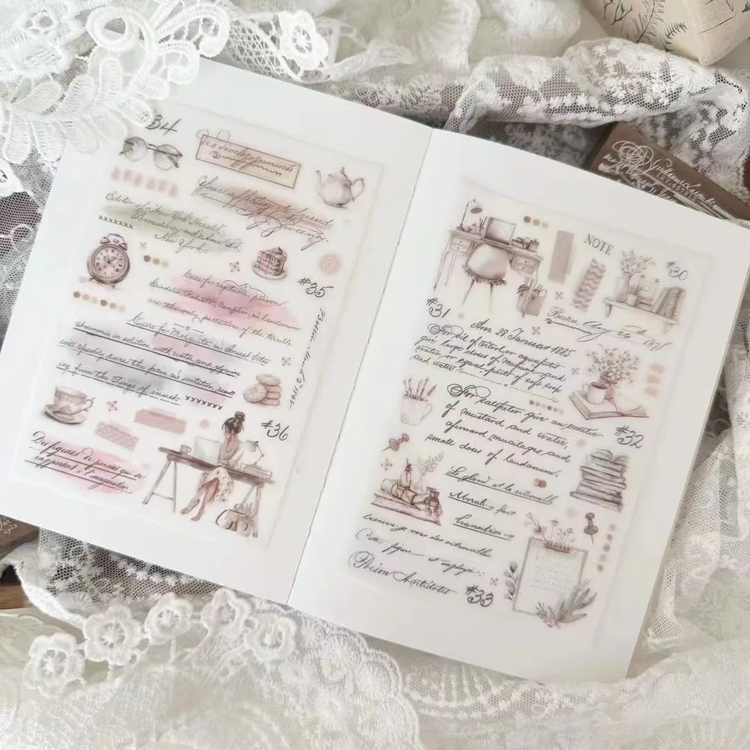 Journal Pages Vintage  Travel Around The World Coffee Transfer Sticker for Card Making DIY Scrapbooking Decorative Sticker Sheet