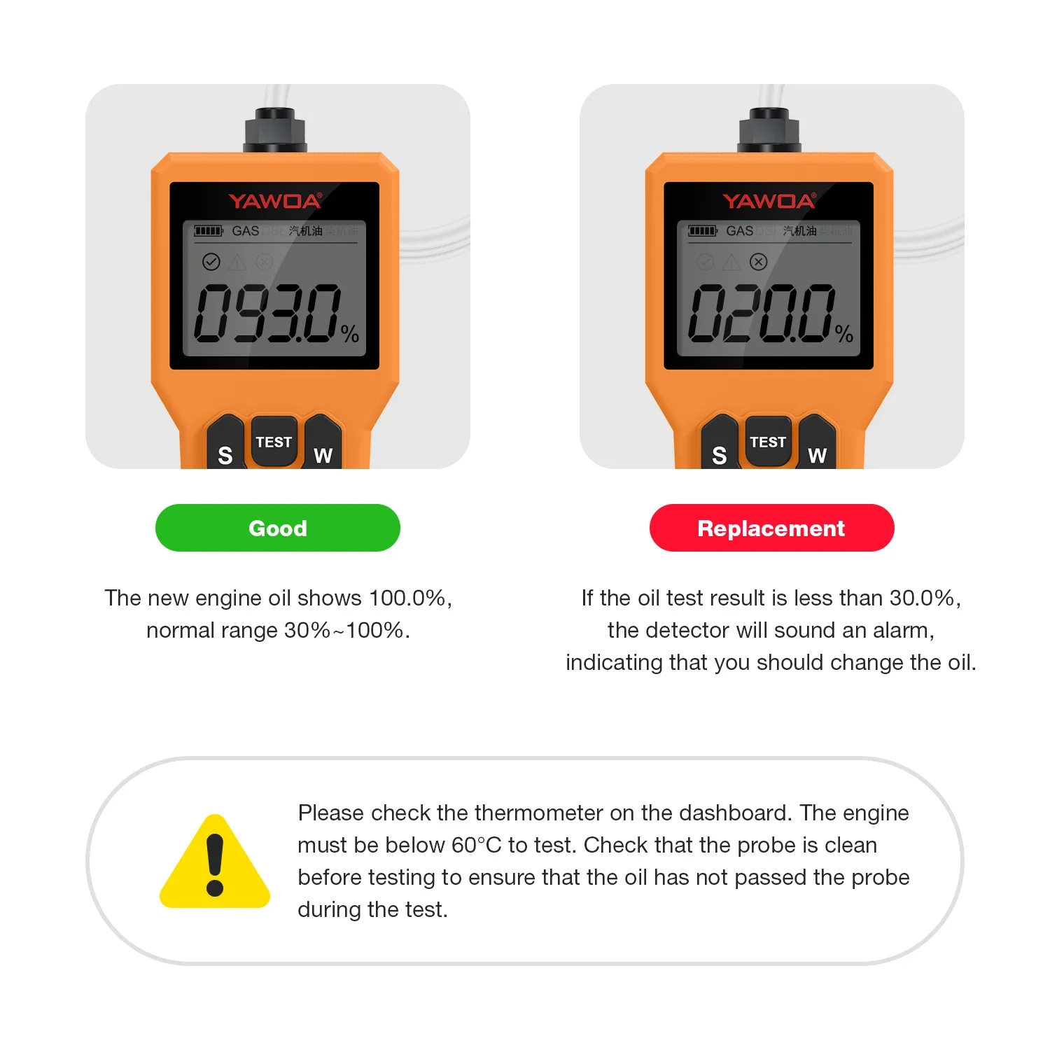 YAWOA ET200 Automotive Oil Detector Diesel Detector Lubricant Quality Analyzer