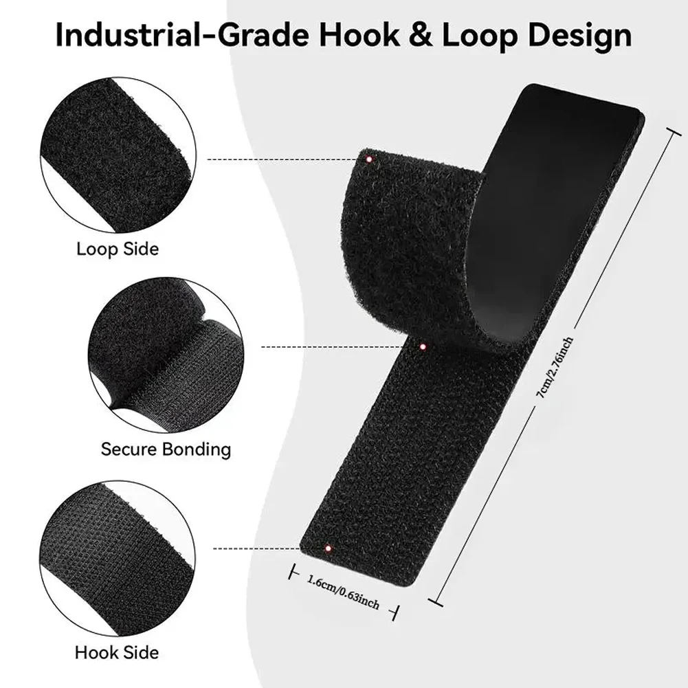 Self-Adhesive Double Sided Hook-Loop Strips Wall Mounting Fastener Removable Tape Industrial-Strength Adhesive Cable Organize