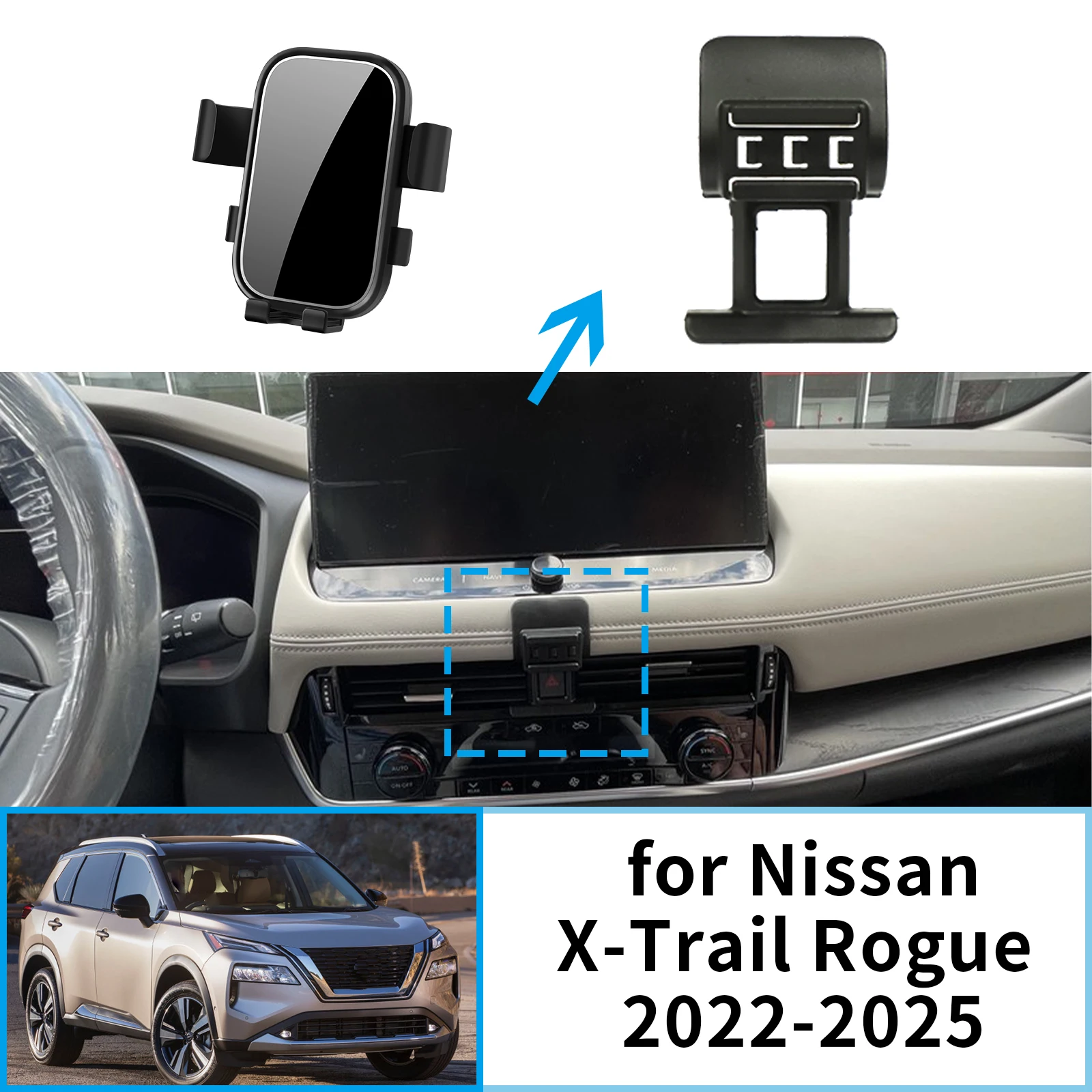 

for Nissan X-Trail Rogue T33 2022 2023 2024 2025 Car Mobile Phone Holder Stand Auto GPS Bracket Navigation Accessories