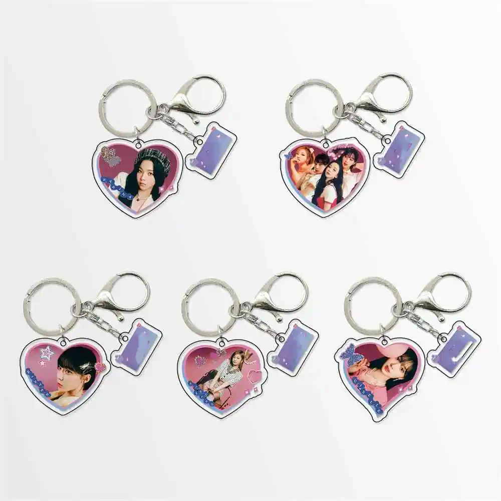 2Pcs/set KPOP Winter Karina Keychain Silver Car Keyring High Quality Bag Pandent Ningning Giselle Fans Collectible Accessories