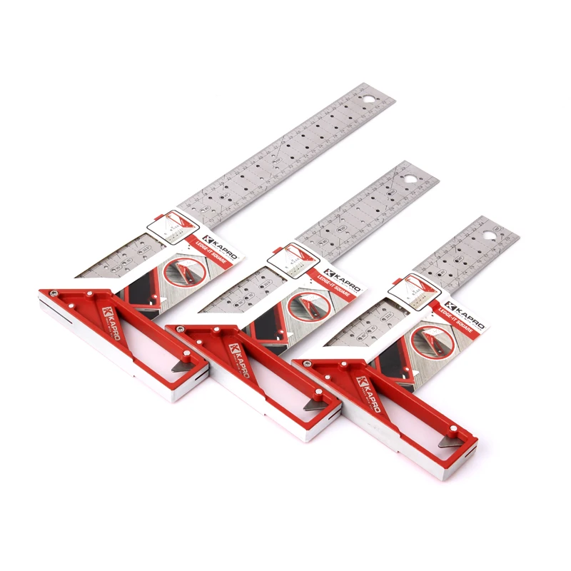 KAPRO stainless steel right angle ruler hole ruler 45 degree 90 degree carpentry ruler marking steel marking angle