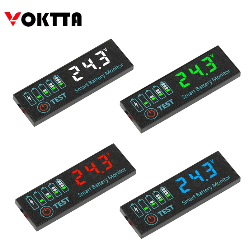 

DC 7-55V Voltmeter Voltage Tester HD LED Indicator Light 3S-12S Volt Meter For Acid Battery/lithium-ion Battery Power Display