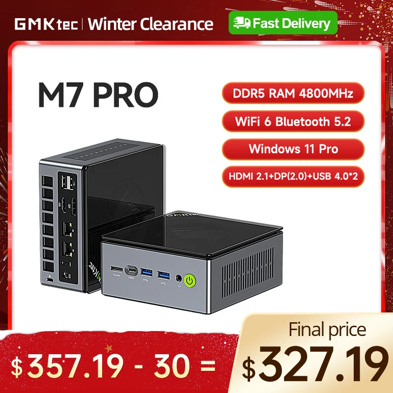 GMKtec Mini Pc M7 PRO AMD Ryzen9 PRO 6950H NUCBOX AMD Radeon™ 680M Window 11 Pro WIFI 6 USBC 4.0