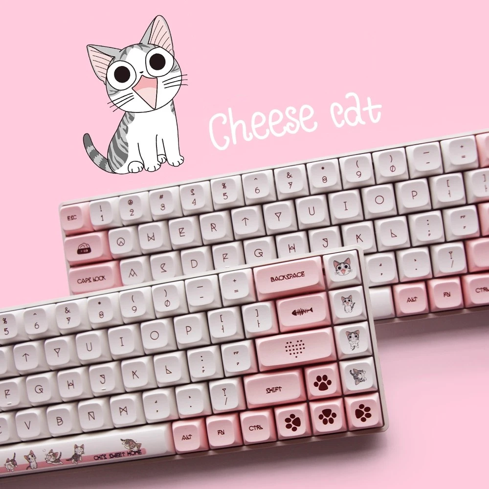 

134 клавиши/набор Chi's Cat Keycaps PBT Dye Sublimation Key Caps XDA Profile Cheese Cats Keycap с ISO Enter 1,75u 2u Shift