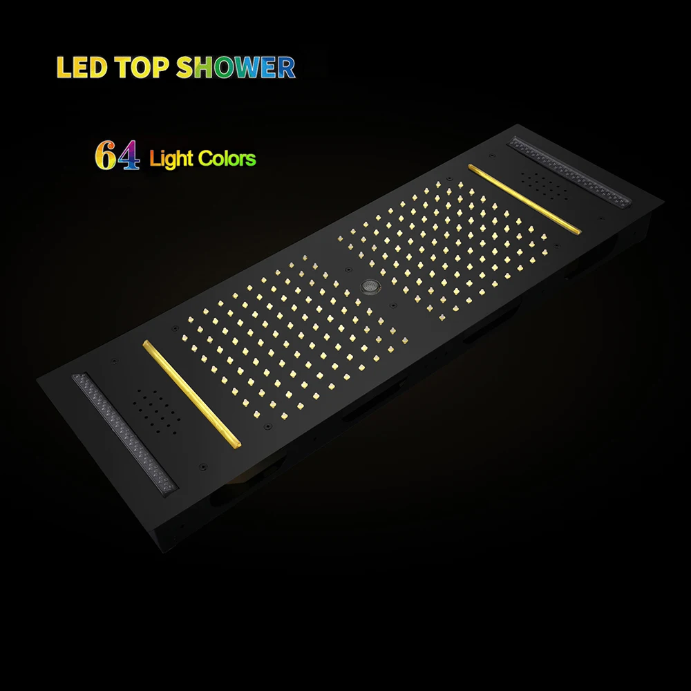 M Boenn 4 Functions Couples LED Shower Head Rainfall Bar Shape For Bathroom Embedded Ceiling Black Shower Panel Stainless Steel