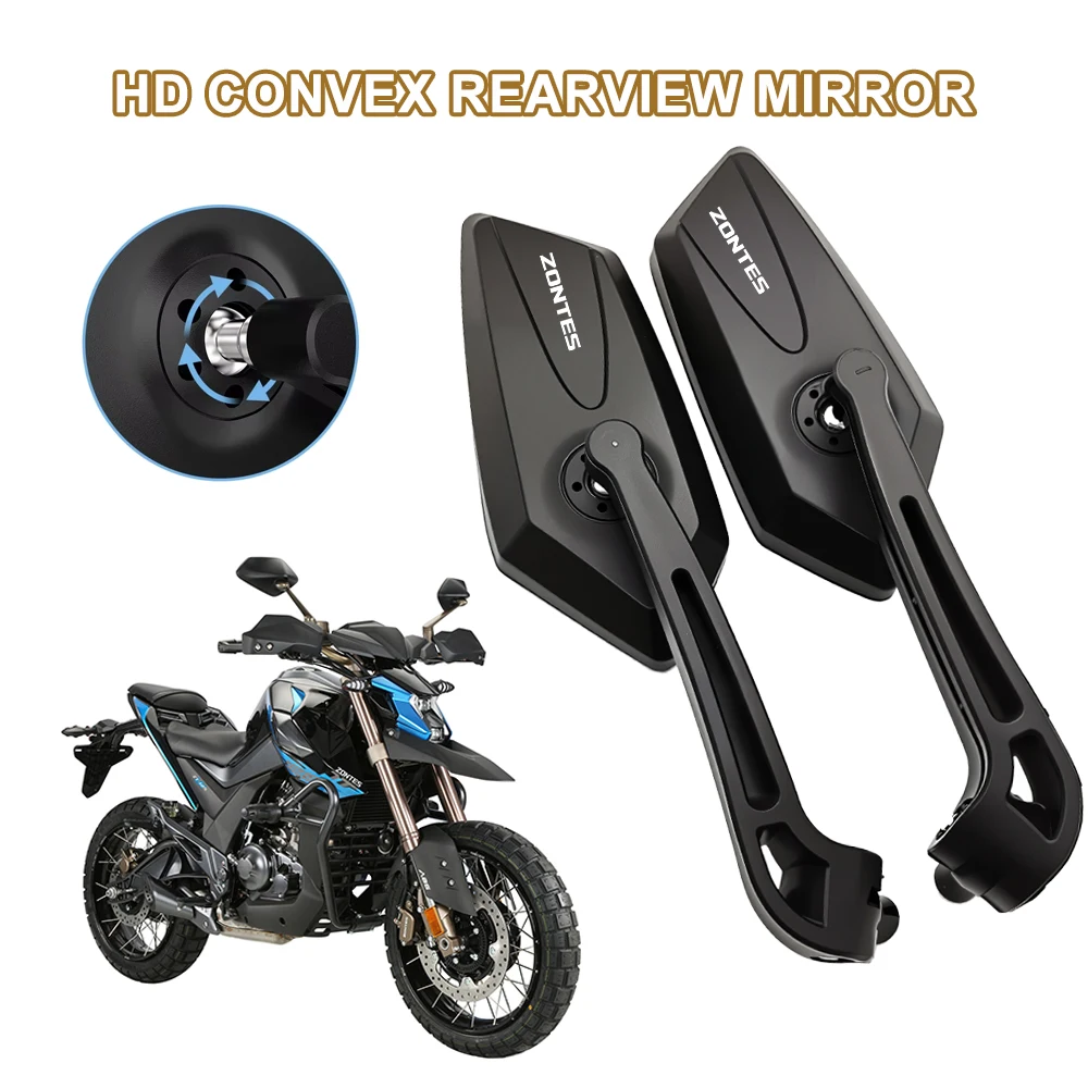 2pcs Motorcycle Side Mirror Rearview Mirror Adjustable Rotating For ZONTES RX4 RX5 Z400 RC401 RC300 Z300 S350 350X 350D DRG ACE