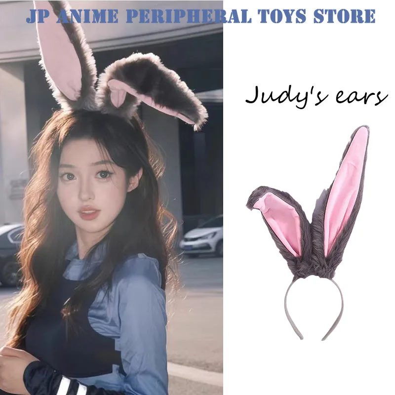 Zootopia Judy Rabbit Hair Hoop Plush Ears Prop Anime Figure Cartoon Cosplay Rabbit Judy Police Officer Halloween Clothes