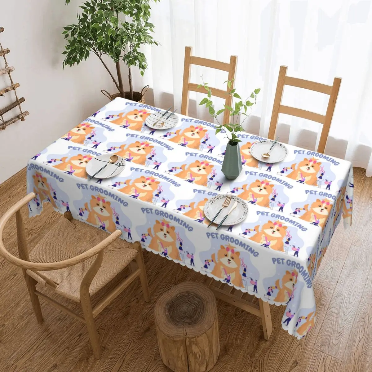 Pet Grooming For Dogs And Cats Tablecloth Restaurant Kitchen Rectangular Tablecloth Party Decorations Outdoor Dining Table Cover