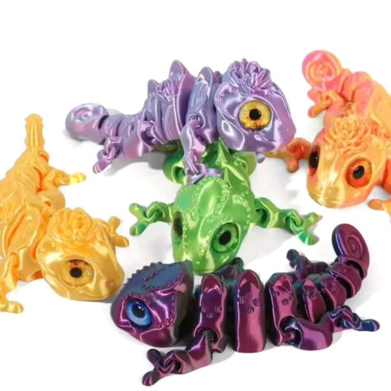 

2026 New 3D Printing Chameleon Figures Multi-joint Movable Simulation Eyes for Home Accessories Kids Gift Room Decoration