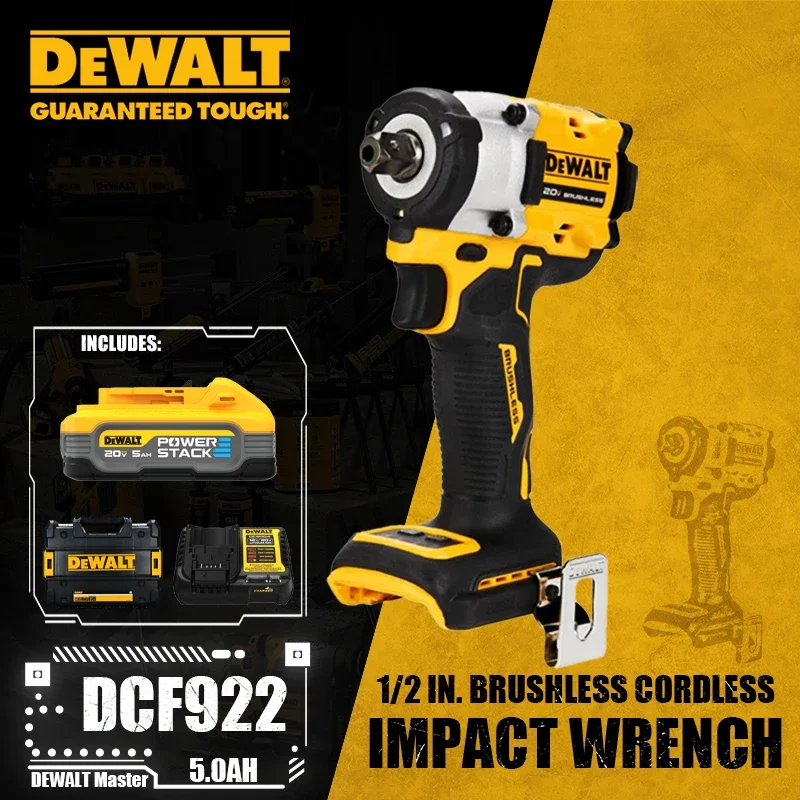 DEWALT DCF922 Kit 1/2in Brushless Cordless Impact Wrench With Detent Pin Anvil 20V Lithium Power Tool 406NM With Battery Charger