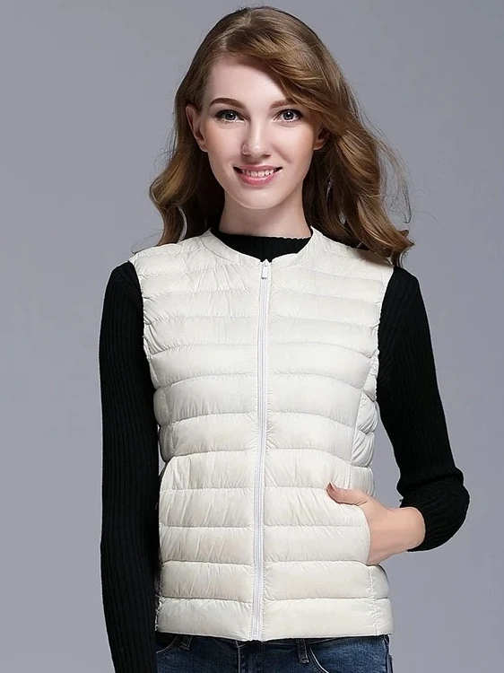 

Wear oulder Pad Autumn Winter Commute Slim Fit Lightweight Du down Vest Women's ort Sle Korean Version Inner