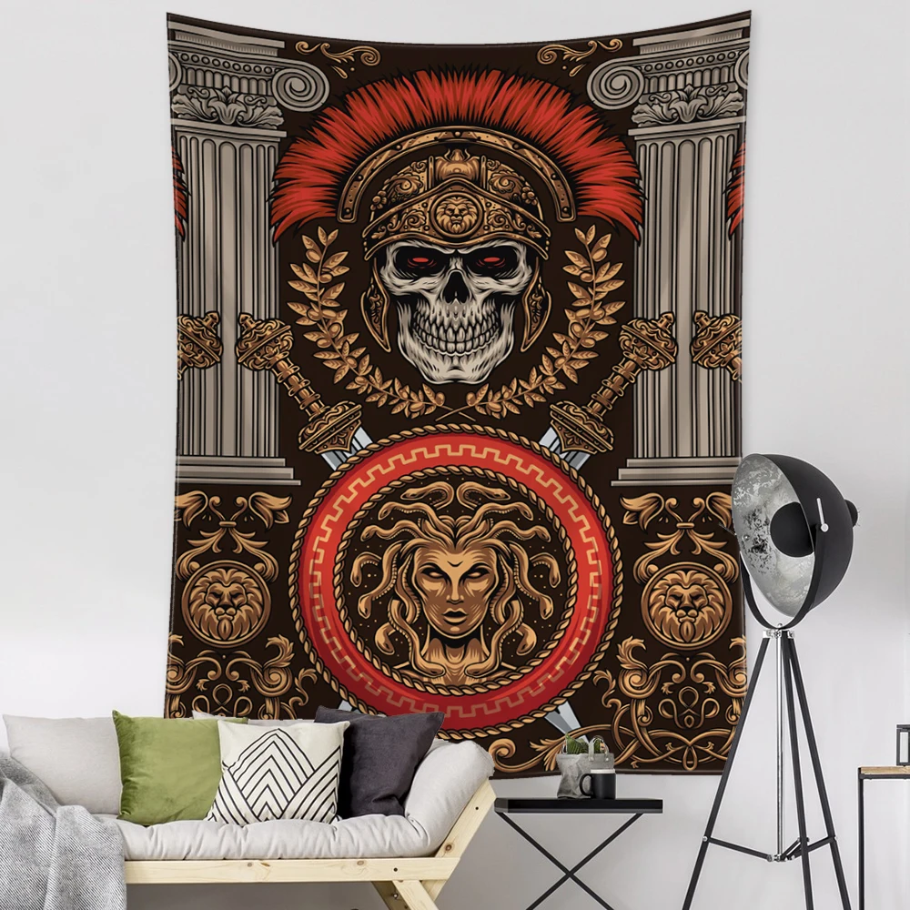 Viking Person Head Tapestry Ancient Psychedelic Witchcraft Mysterious Wall Hanging Bohemian Room Dormitory Decor