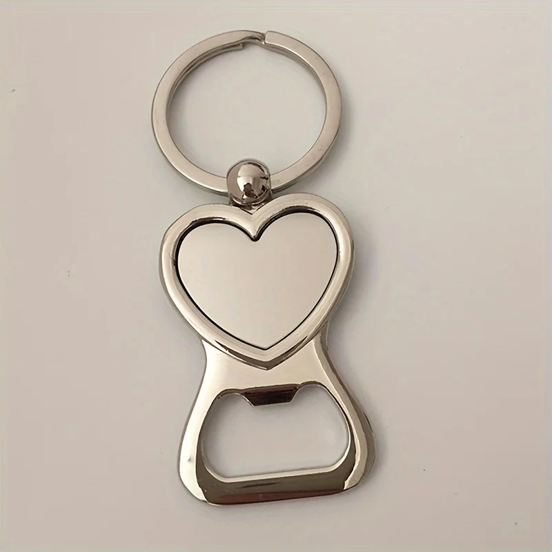 1Pc Stainless Steel Heart‑Shaped Keychain Bottle Opener, Portable No‑Power Beer Bottle Opener, Great for Party Favors & Holiday