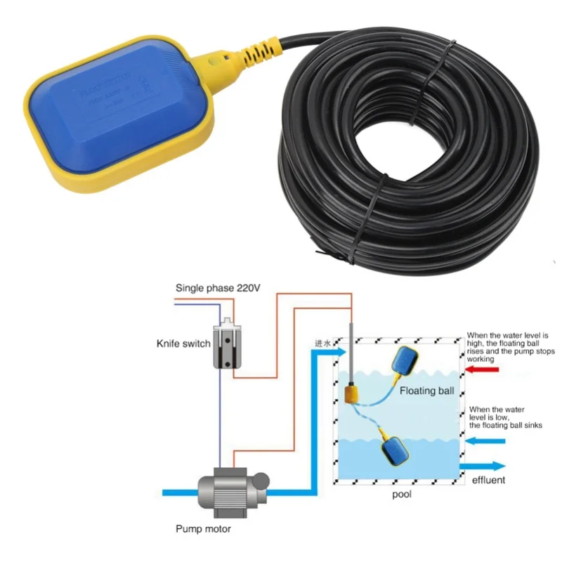 1pc Floating Switch With 10 Meter Cable Automatical Controlling Pumps Submersible Pump