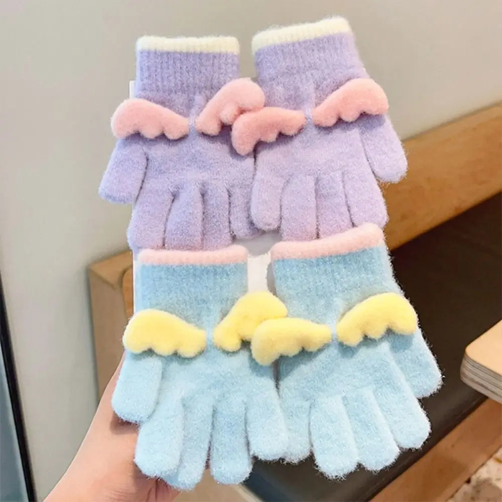 Plush Winter Warm Thickened Gloves Kids Knitted Gloves Windproof Gloves Children Full Fingers Gloves image 4