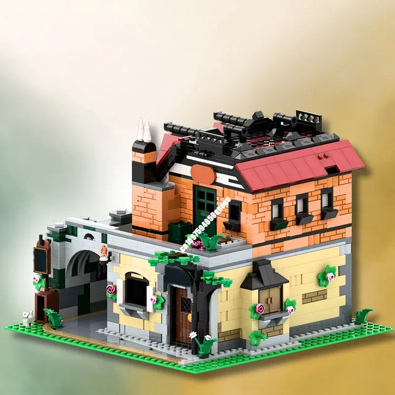 Nieuwe 1917 Stuks Moc Europese Middeleeuwse Street View Old Guarded Inn Model Aangepaste Puzzel Diy Creatieve Ideeën Kinderen Speelgoed Verjaardagscadeau10350