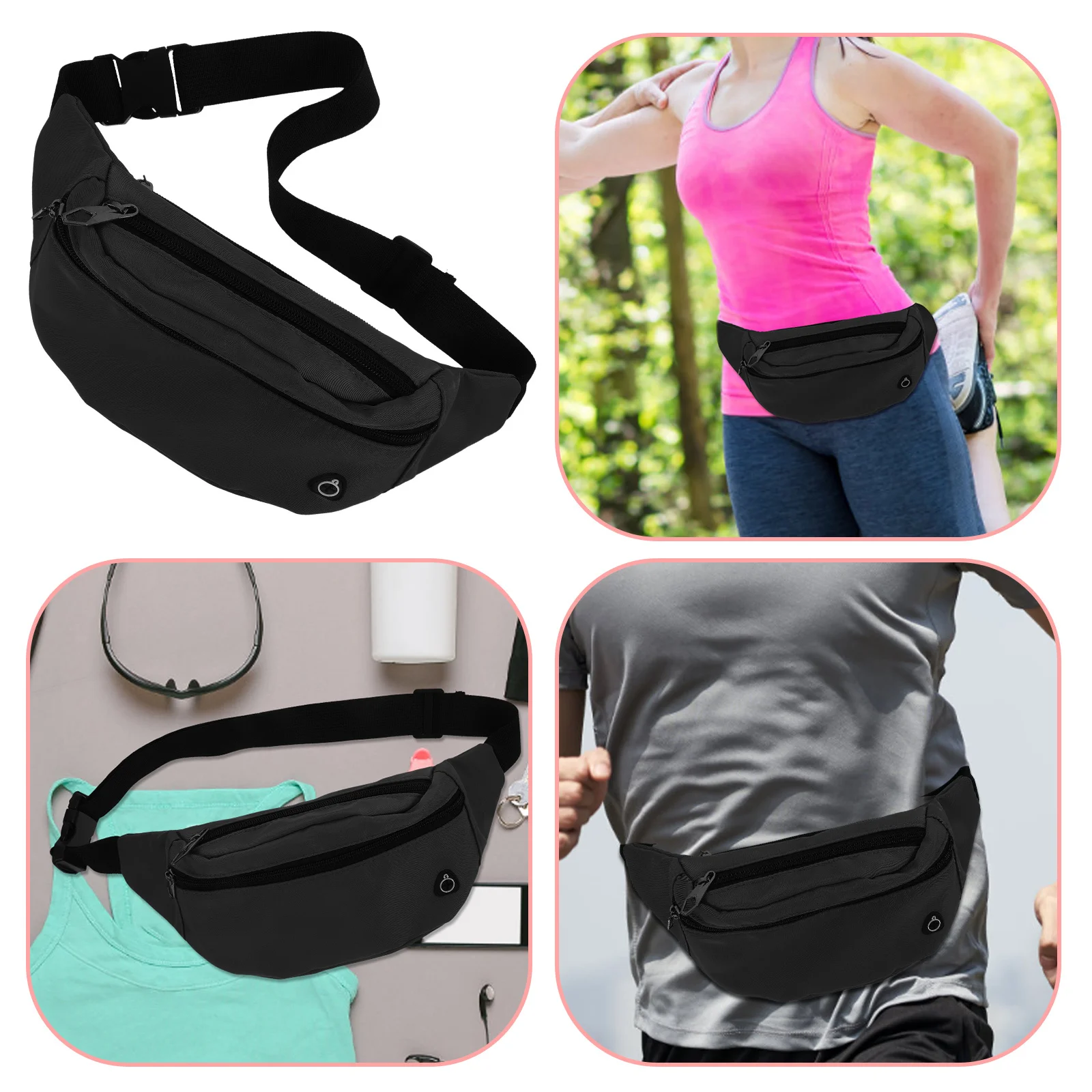 

Adjustable Sports Waist Pack Unisex Running Fanny Pack Large Capacity Belt Bag For Men Women Outdoor Travel Gym