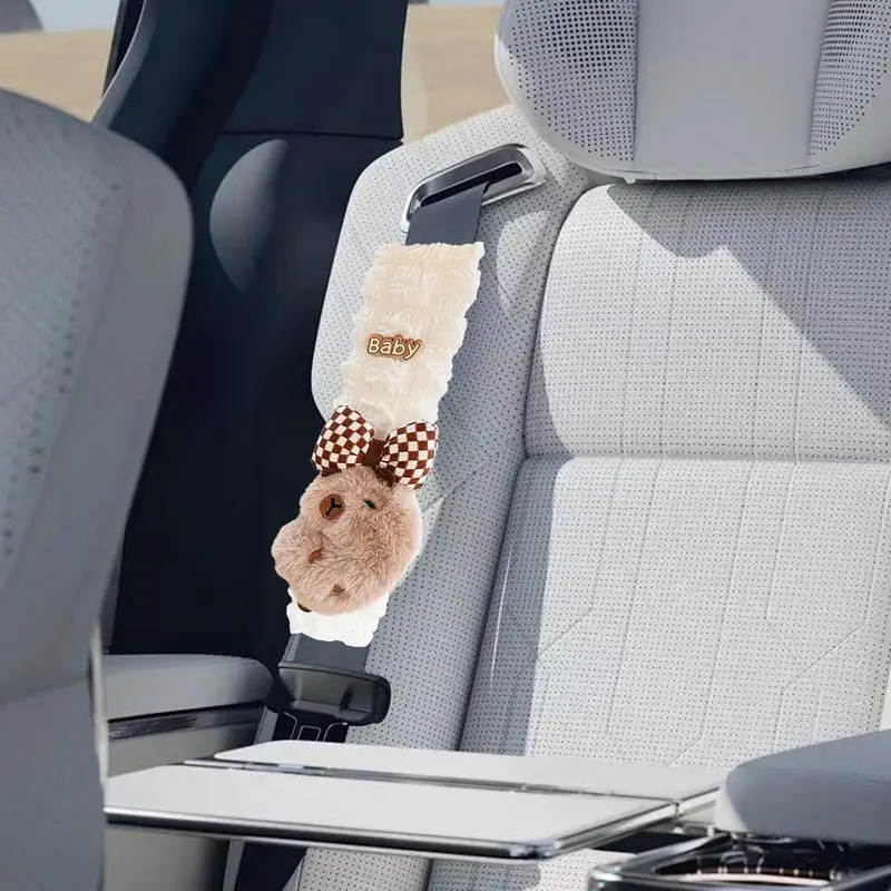 

Car Seatbelt Cover Cute 2X Capybara Car Soft Plush Seat Belt Shoulder Pad Strap Cover Car Seat Belt Pad Pad Neck Cushion