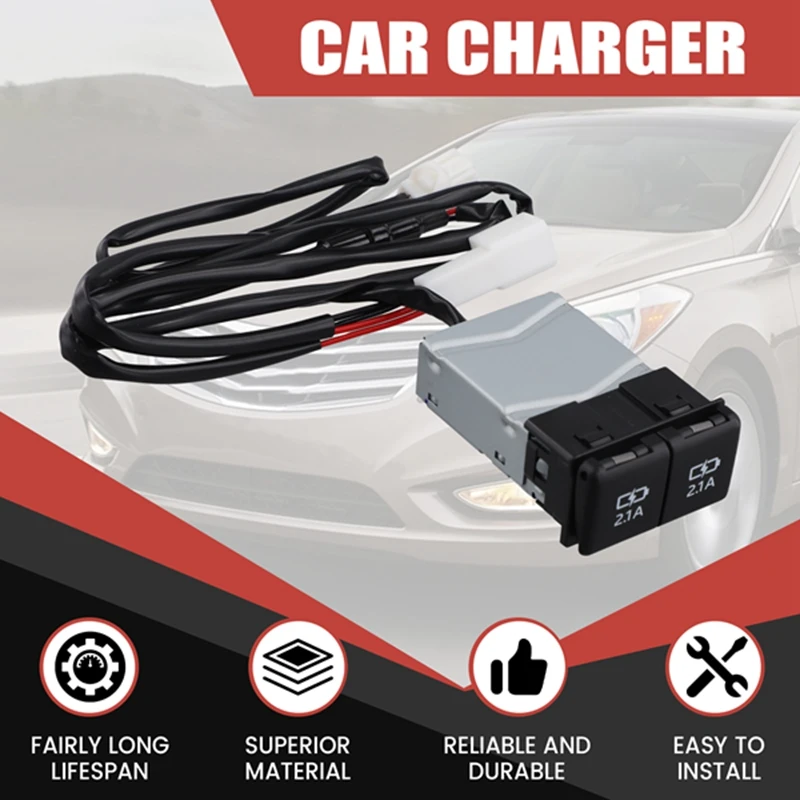 USB Quick Charger For Toyota Sienna Camry Highlander Corolla RAV4 Land Cruiser 70 2018-2022