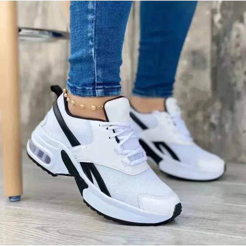 Ladies Sneakers 36-43 Autumn New Lace Up Wedge Platform Shoes 2024 Ladies Outdoor Fashion Air Cushion Casual Running Shoes 987