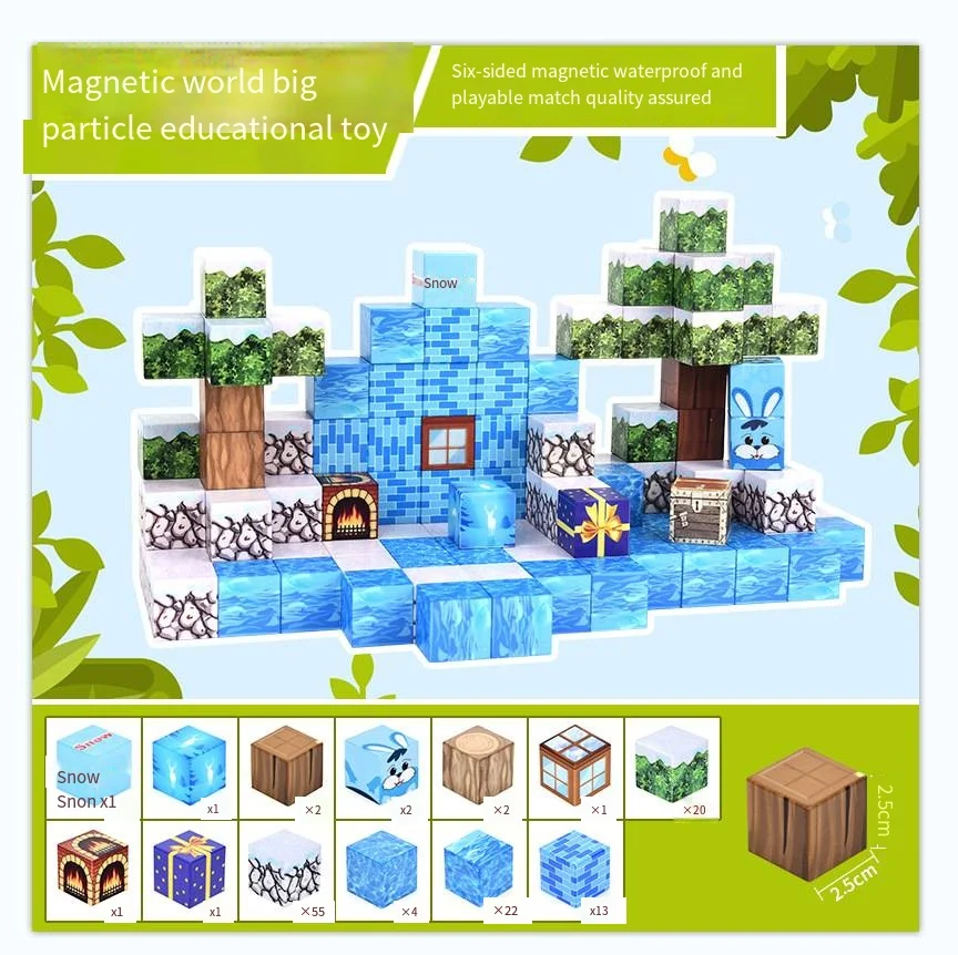 Magnetic building blocks Ice House toy children Puzzle My World around mini variable magnetic blocks