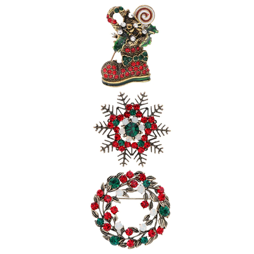3 قطعة مجموعة بروش سبيكة ندفة الثلج التمهيد دبوس الرجعية عيد الميلاد زي الإكسسوار نمط الأزياء والمجوهرات عطلة حزب التبعي ديكور