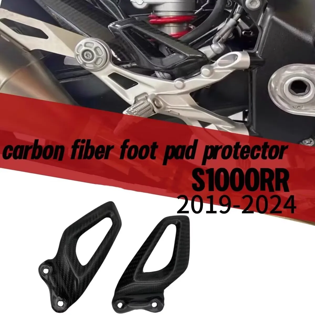 Kohlefaser-Fersenschutz, Fußrastenschutz, passend für BMW S1000RR M1000RR 2019-2024, Motorrad-Fußrasten-Schutzplatte