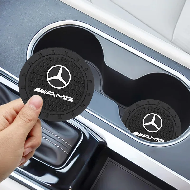 Almohadilla de taza de agua para coche, posavasos de Gel de sílice antideslizante, estilo de emblema para Mercedes Benz AMG W203 W206 W220 W205 W211