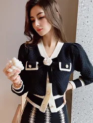 Dabuwawa Tienda Vestidos Elegantes Para Mujeres Knitted Cardigan Women’s Clothing Sweater Screw Thread Y2K Tops DO1DZK016