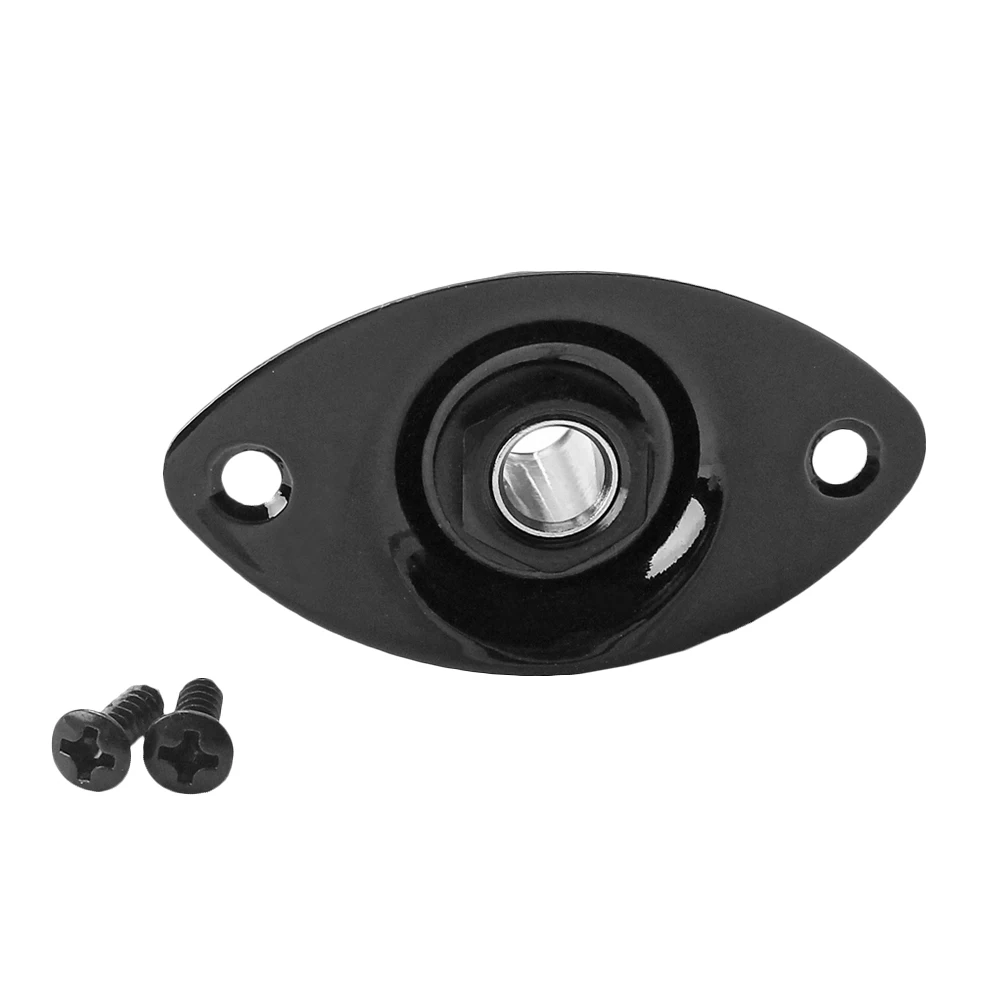 

1 Quarter Inch Chrome Indented Guitar Jack Socket Oval Plate Pickup Replacement for Electric Guitar Bass Mount Screws
