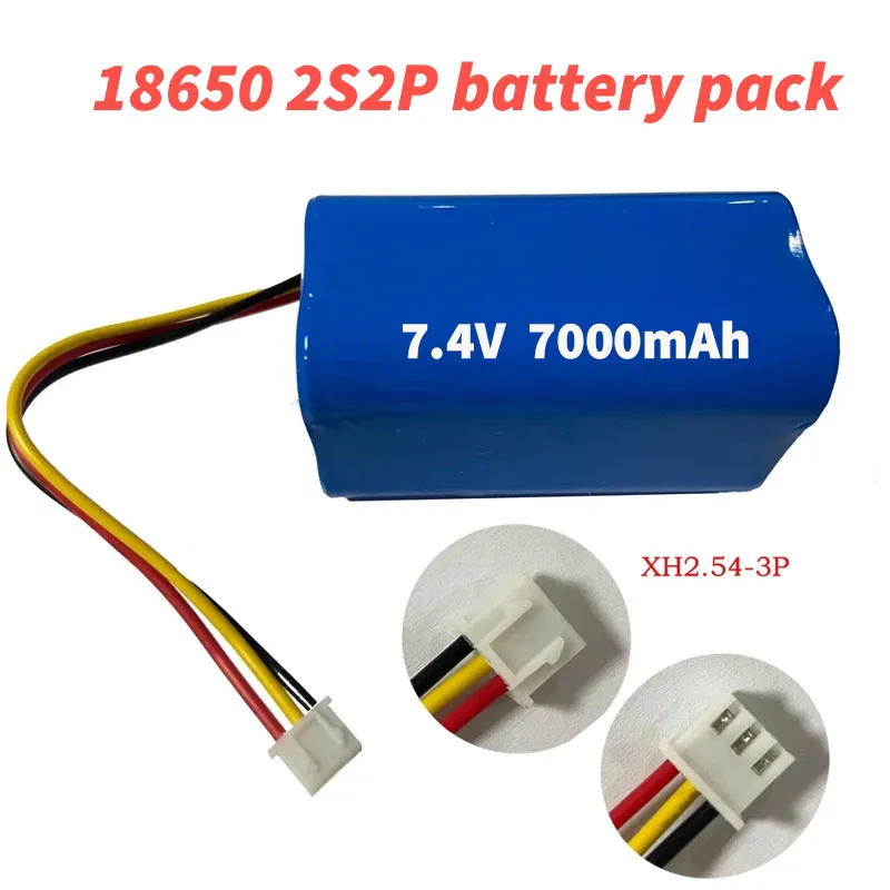

7.4V 7000mAh Rechargeable Battery 18650 2S2P Batteries For Bluetooth speaker,Solar light,Monitor+Protective board XH2.54-3P Plug