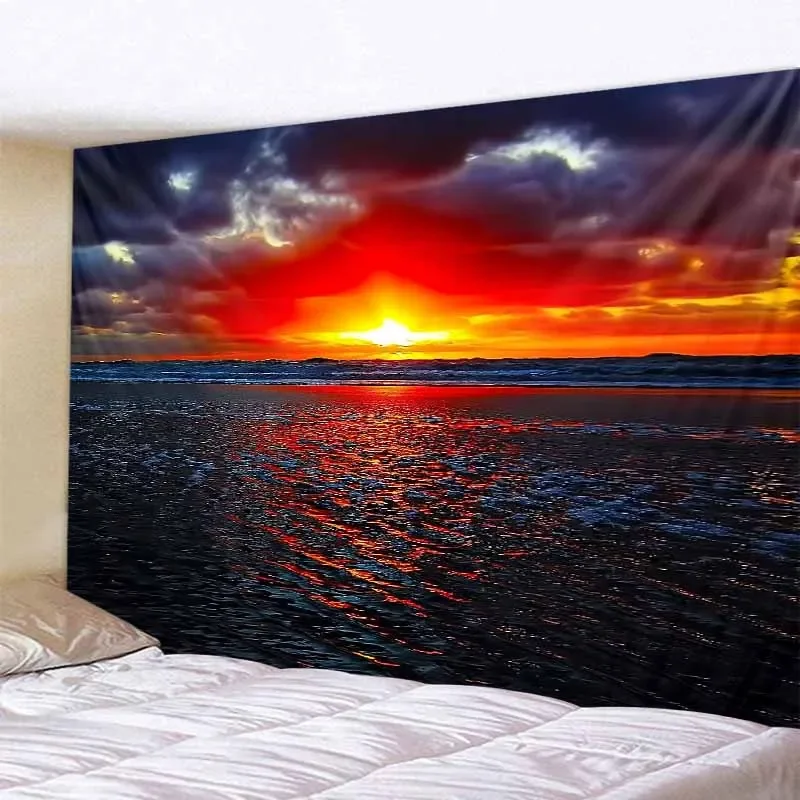 Customizable Sunset Beach Cave Tapestry Wall Sticker Decoration Tapestry Living Room Wall Canvas Wall Art Tapestry