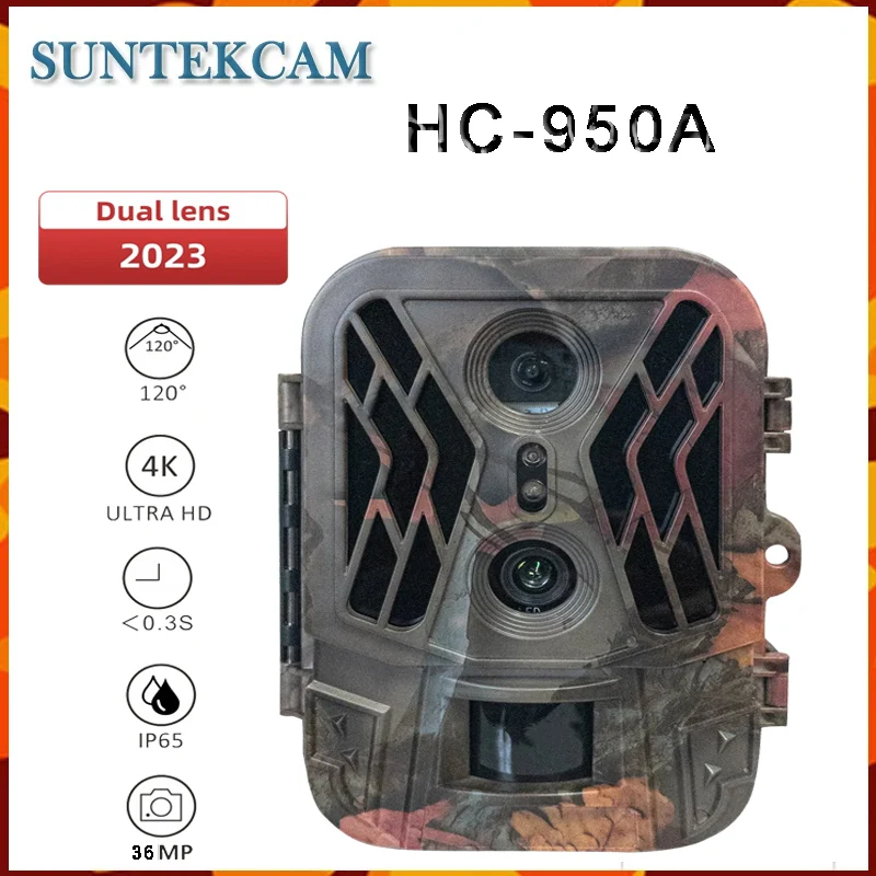 Outdoor Trail Camera HC-950A 50MP 4K HD Night Vision Dual Lens Infrared Sensing Waterproof Wildlife Reconnaissance Basic Camera